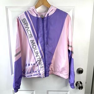 Disney Space Mountain Purple Pink Hooded Windbreaker Size M